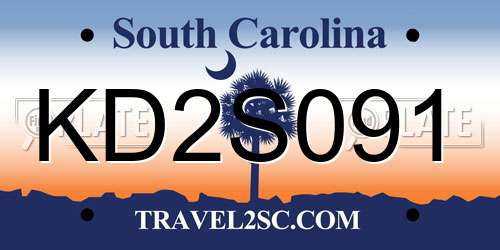 KD2S091 South Carolina License Plate