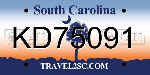 KD75091 South Carolina License Plate