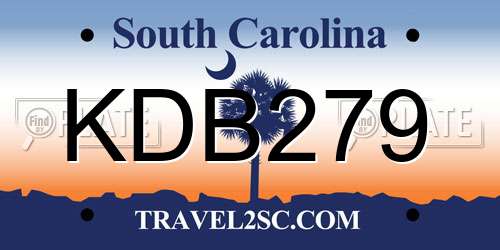 KDB279 South Carolina License Plate