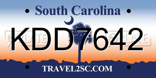 KDD7642 South Carolina License Plate