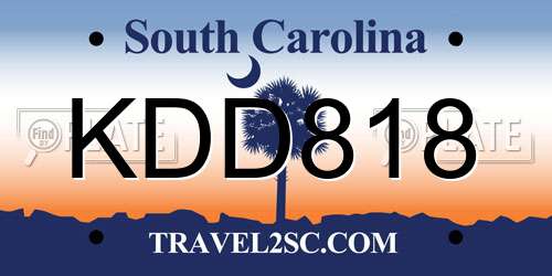 KDD818 South Carolina License Plate