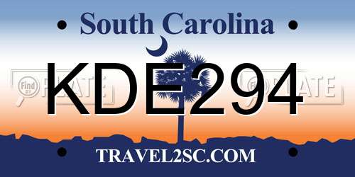 KDE294 South Carolina License Plate