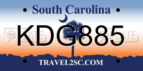 KDG885 South Carolina License Plate