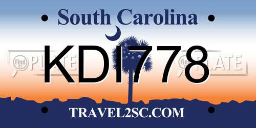 KDI778 South Carolina License Plate