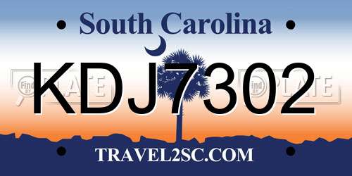 KDJ7302 South Carolina License Plate