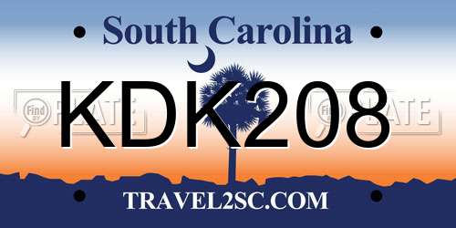 KDK208 South Carolina License Plate