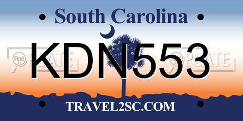 KDN553 South Carolina License Plate
