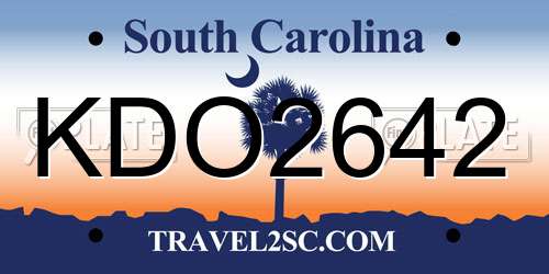 KDO2642 South Carolina License Plate