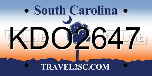 KDO2647 South Carolina License Plate
