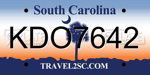 KDO7642 South Carolina License Plate