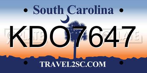 KDO7647 South Carolina License Plate