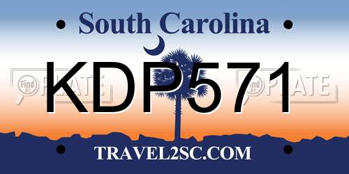 KDP571 South Carolina License Plate