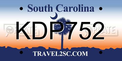KDP752 South Carolina License Plate