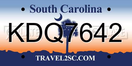 KDQ7642 South Carolina License Plate