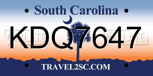 KDQ7647 South Carolina License Plate