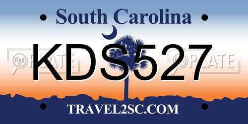 KDS527 South Carolina License Plate