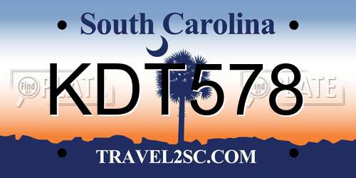 KDT578 South Carolina License Plate