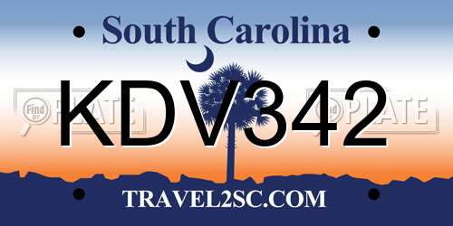 KDV342 South Carolina License Plate