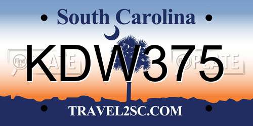 KDW375 South Carolina License Plate