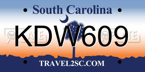 KDW609 South Carolina License Plate
