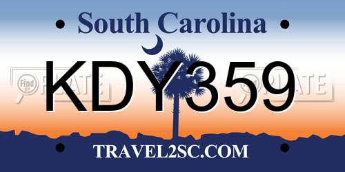 KDY359 South Carolina License Plate