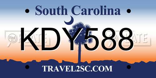 KDY588 South Carolina License Plate