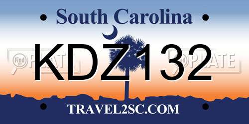 KDZ132 South Carolina License Plate