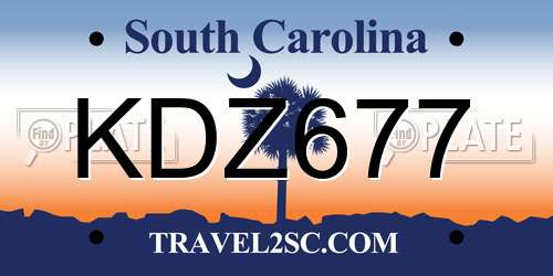 KDZ677 South Carolina License Plate