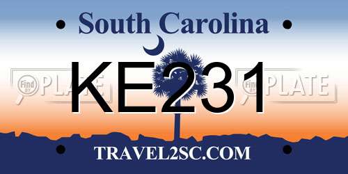 KE231 South Carolina License Plate