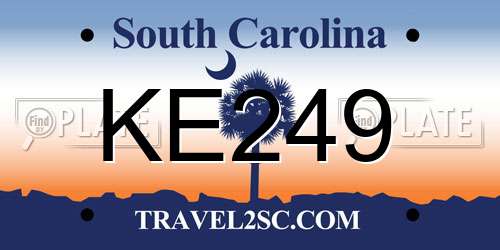 KE249 South Carolina License Plate