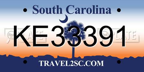 KE33391 South Carolina License Plate