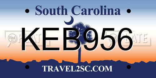 KEB956 South Carolina License Plate