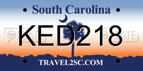 KED218 South Carolina License Plate