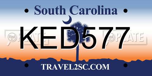 KED577 South Carolina License Plate