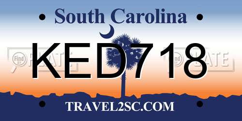 KED718 South Carolina License Plate