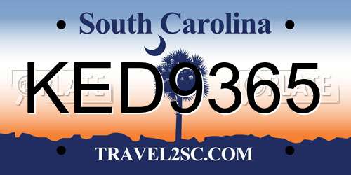 KED9365 South Carolina License Plate