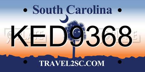 KED9368 South Carolina License Plate