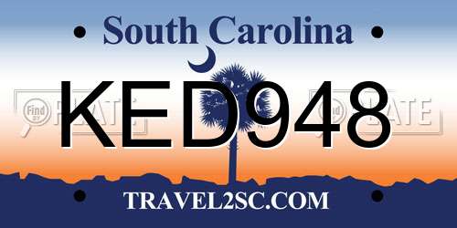 KED948 South Carolina License Plate