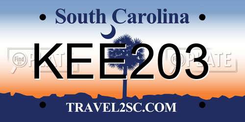KEE203 South Carolina License Plate