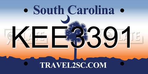 KEE3391 South Carolina License Plate