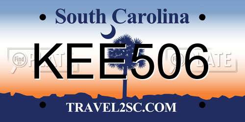 KEE506 South Carolina License Plate