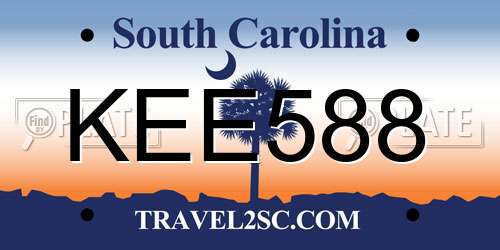 KEE588 South Carolina License Plate