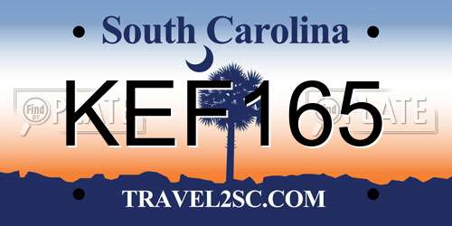 KEF165 South Carolina License Plate
