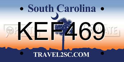 KEF469 South Carolina License Plate