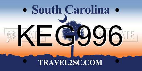KEG996 South Carolina License Plate