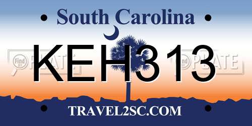 KEH313 South Carolina License Plate