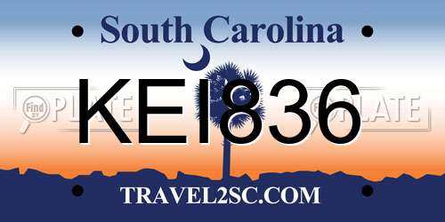 KEI836 South Carolina License Plate