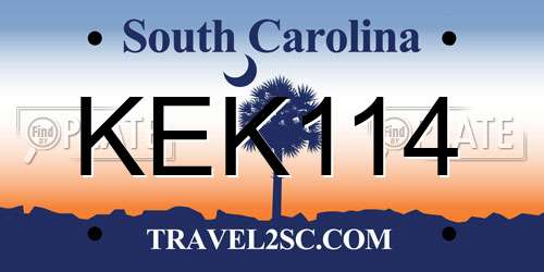 KEK114 South Carolina License Plate