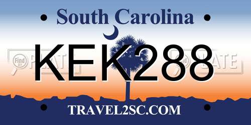 KEK288 South Carolina License Plate