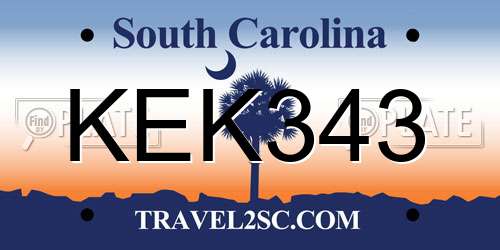 KEK343 South Carolina License Plate